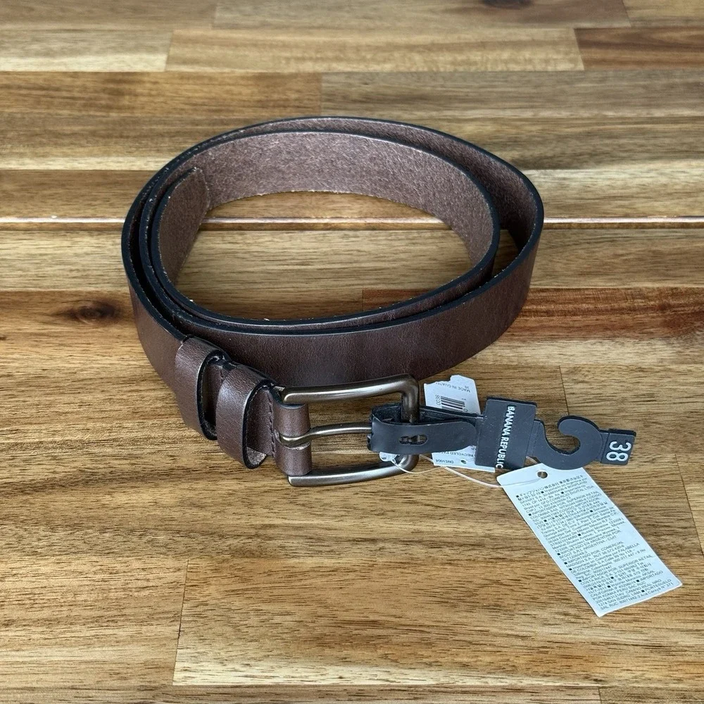 Banana Republic Genuine Brown Leather‎ Belt Men's Size 38 Casual Everyday NWT
